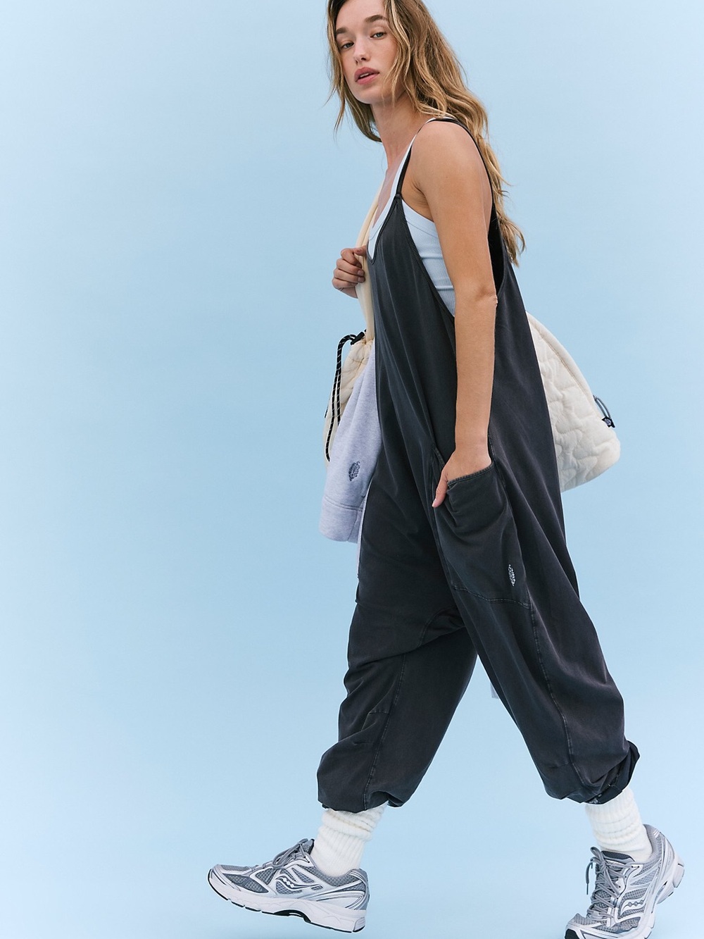 FP Movement Hot Shot Free People Black Washed Overalls SOFT Oversized Look - Picture 4 of 7